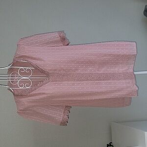 Lined pink short sleeve blouse